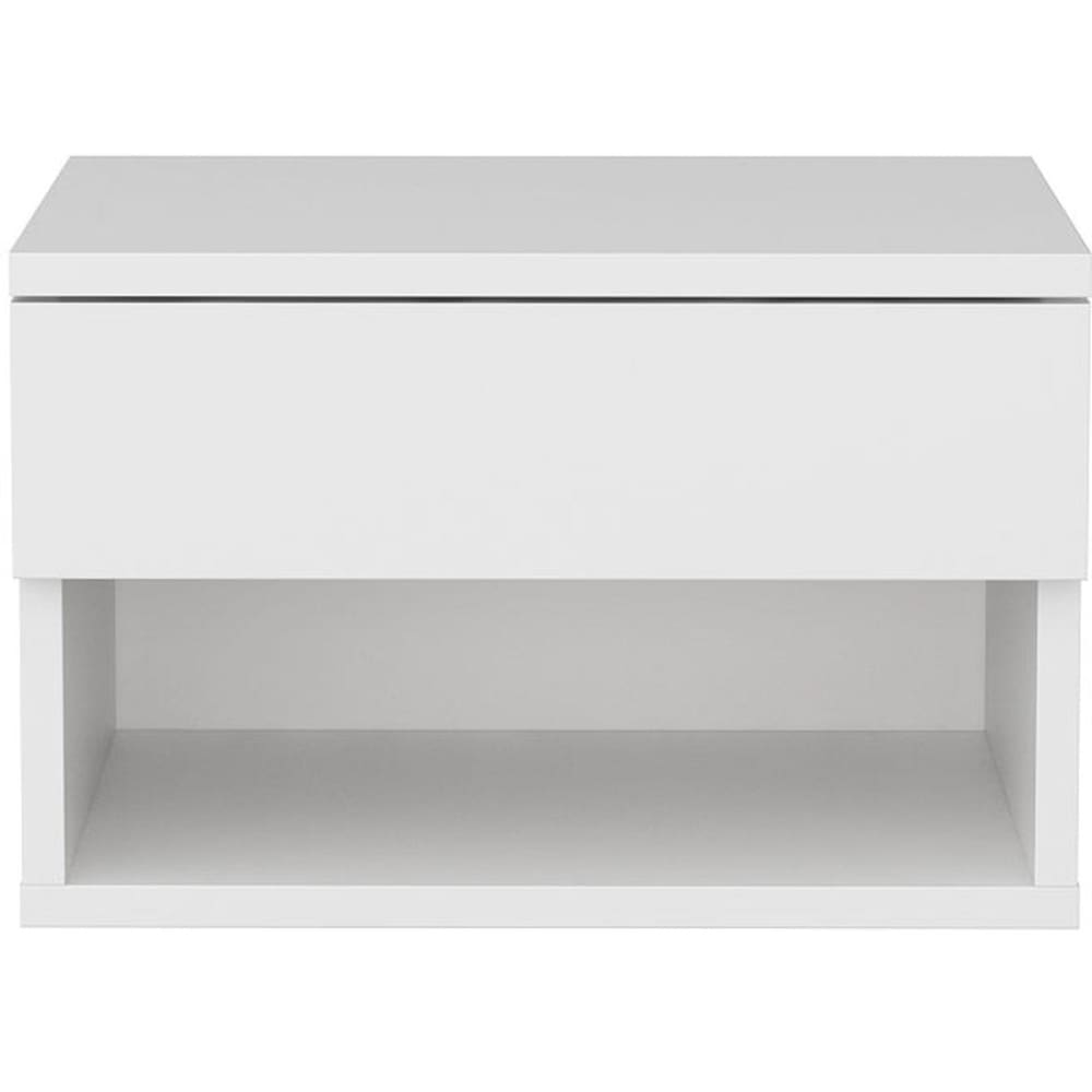 Table de chevet suspendue 1 tiroir 1 niche blanche 45 cm