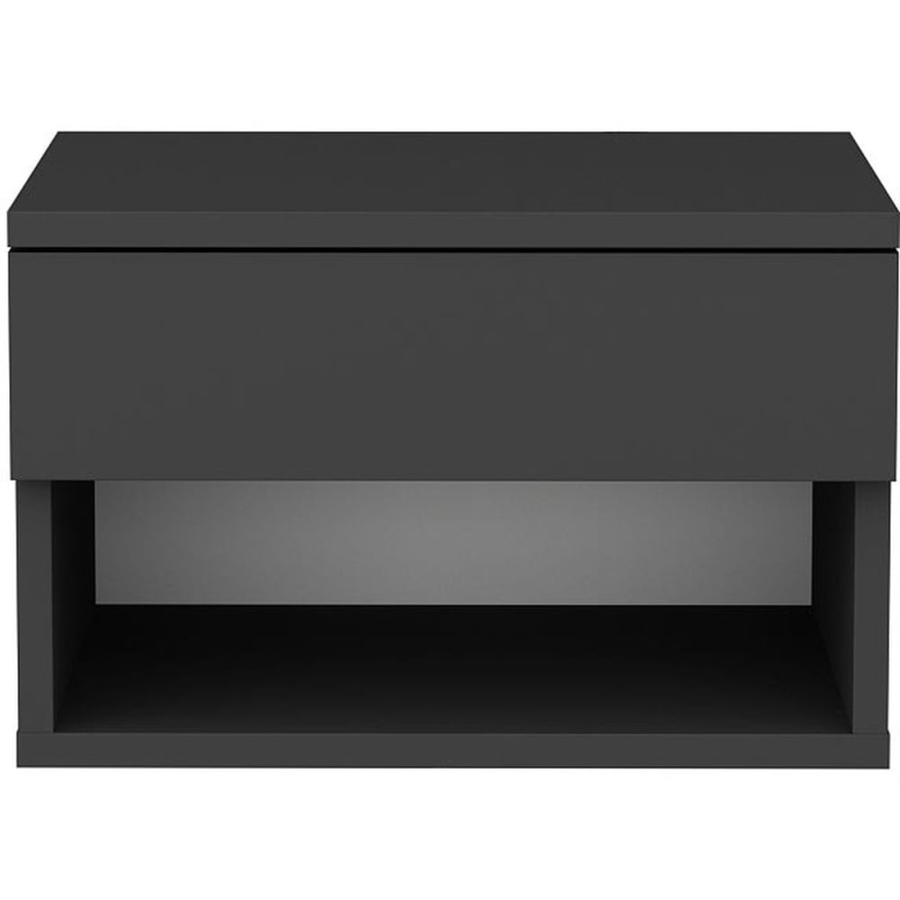 Table de chevet suspendue 1 tiroir 1 niche gris anthracite 45 cm