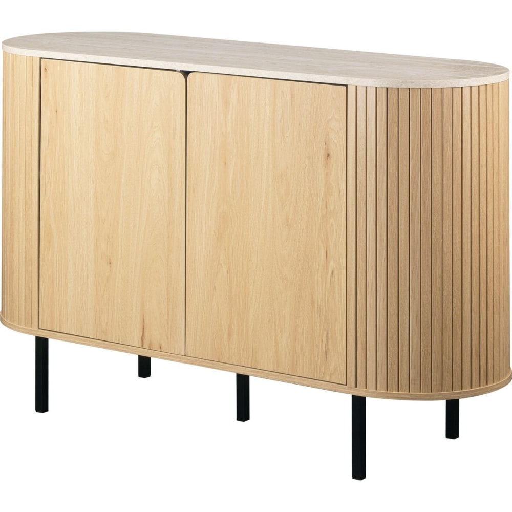 Buffet 2 portes effet Chêne et Travertin 120 cm