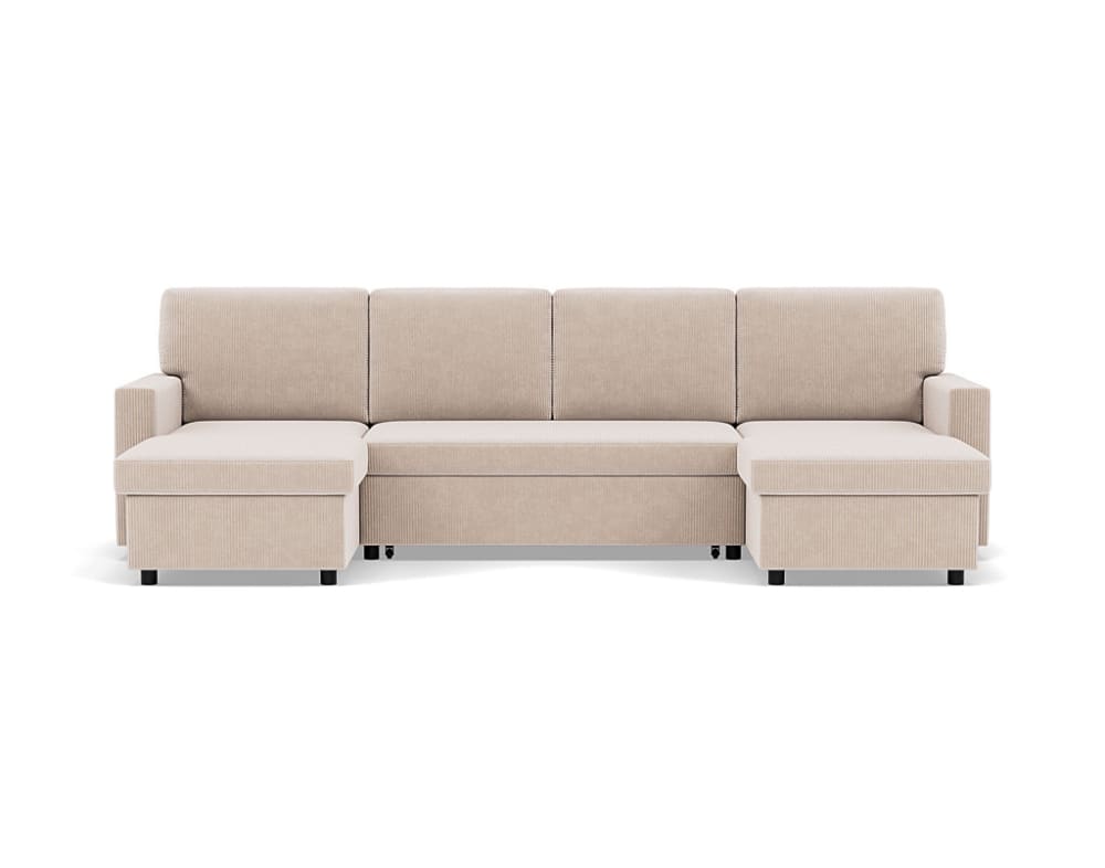 Canapé panoramique 7 places En U en Velours côtelé Beige