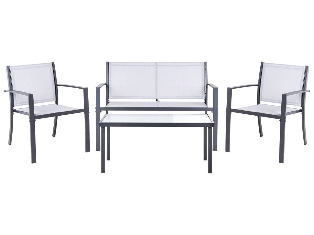 Ensemble de salle à manger d'extérieur 4 personnes en acier gris