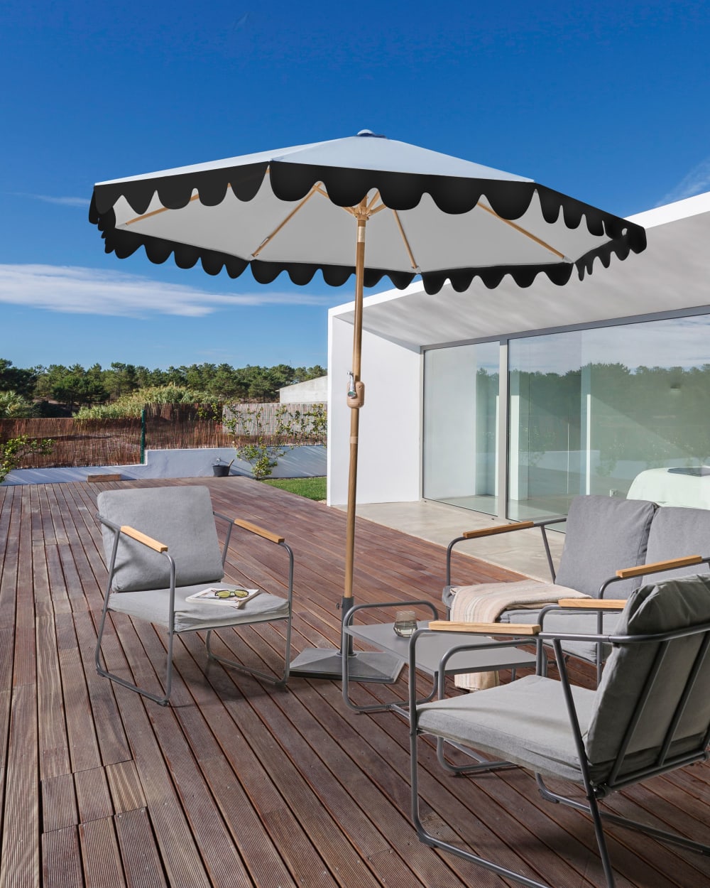 Parasol de jardin 270 cm tissu gris