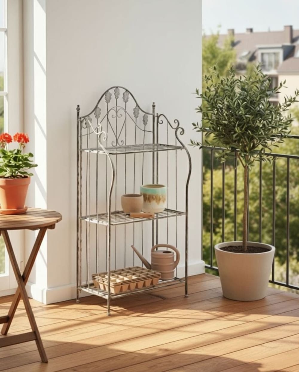 Support pour pot de fleurs d'extérieur métal 59 cm 30 cm gris