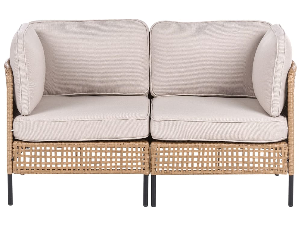 Canapé d'extérieur 2 places polyrotin beige clair