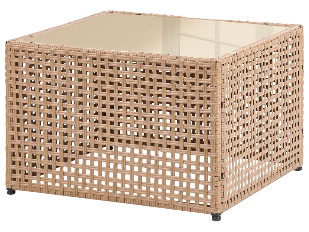 Table basse de jardin 66 cm 66 cm verre beige