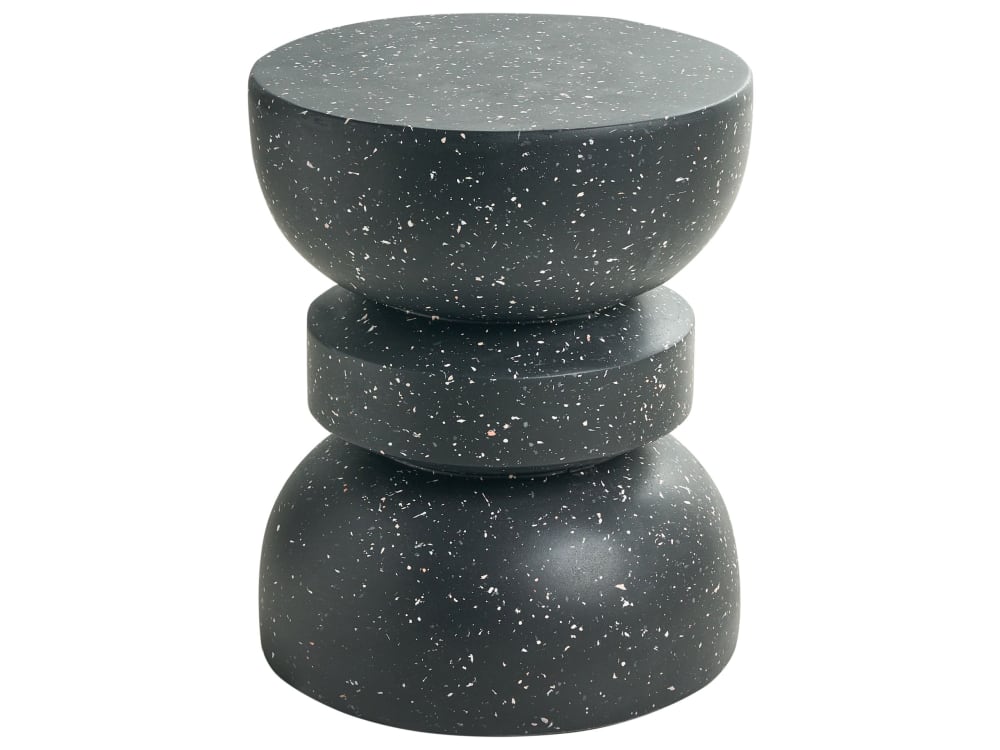 Table d'appoint 37 cm 37 cm effet terrasse terrazzo faïence noir