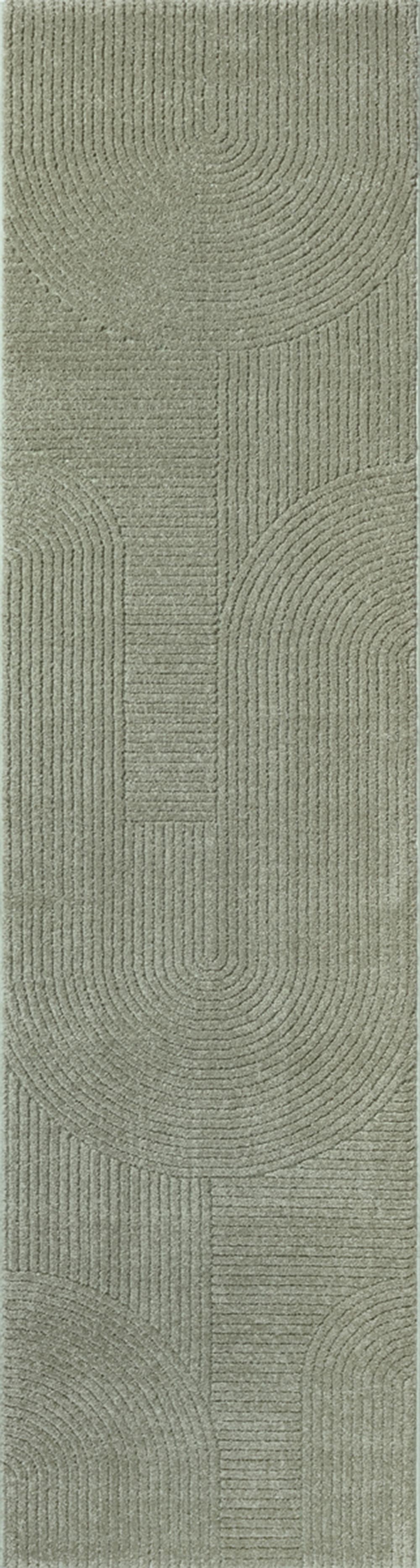 Tapis structure haute-basse moderne, vert, 80 x 300 cm