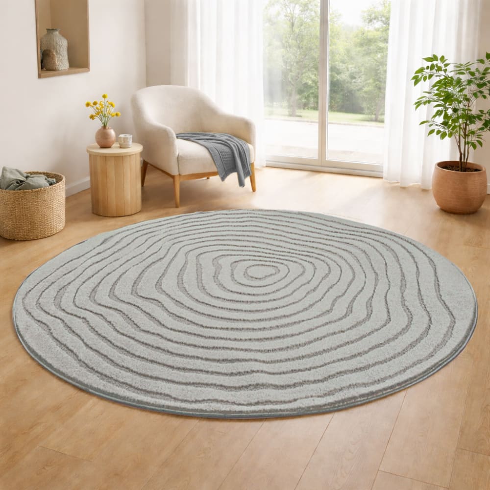 Tapis motif abstrait, gris, 120 cm rond — vue 3