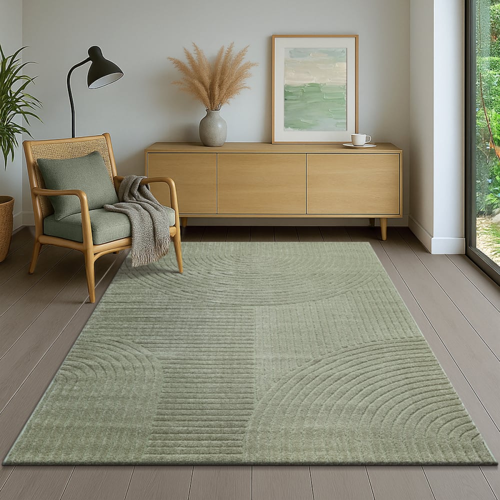 Tapis structure haute-basse moderne, vert, 240 x 340 cm — vue 3