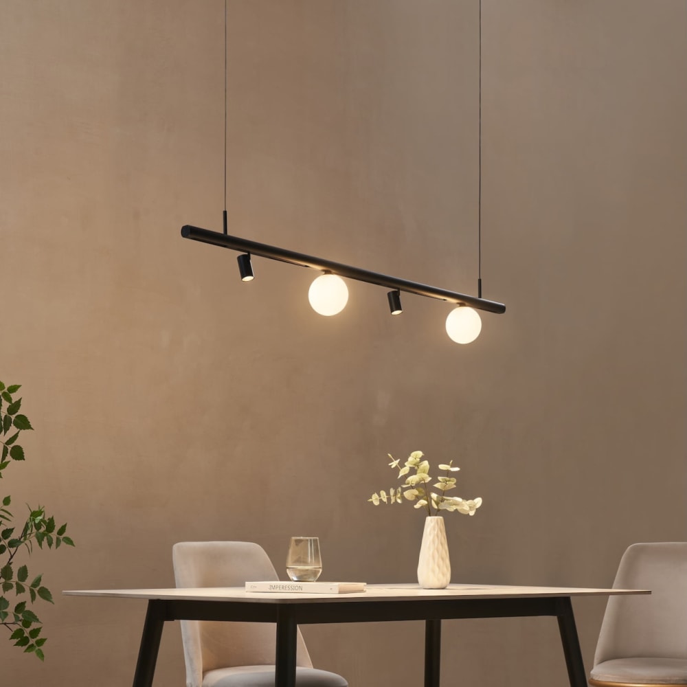 Kosilum LED-Schienensystem aus Glas und Aluminium 125 cm, Schwarz und weiß - Glas