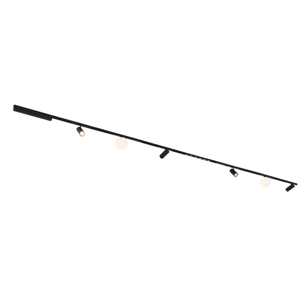 LED-Schienensystem aus Glas und Aluminium 300 cm, Schwarz und