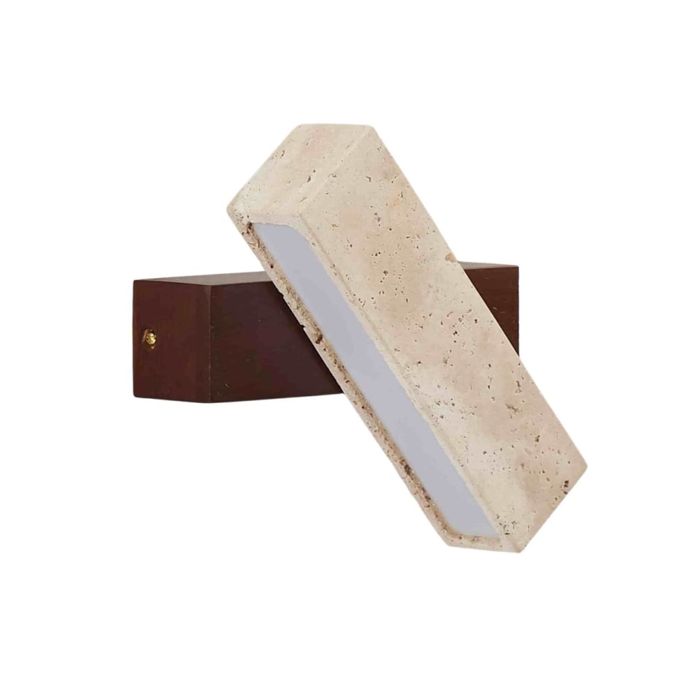 Applique en bois et pierre Beige blanc et bois 20 cm