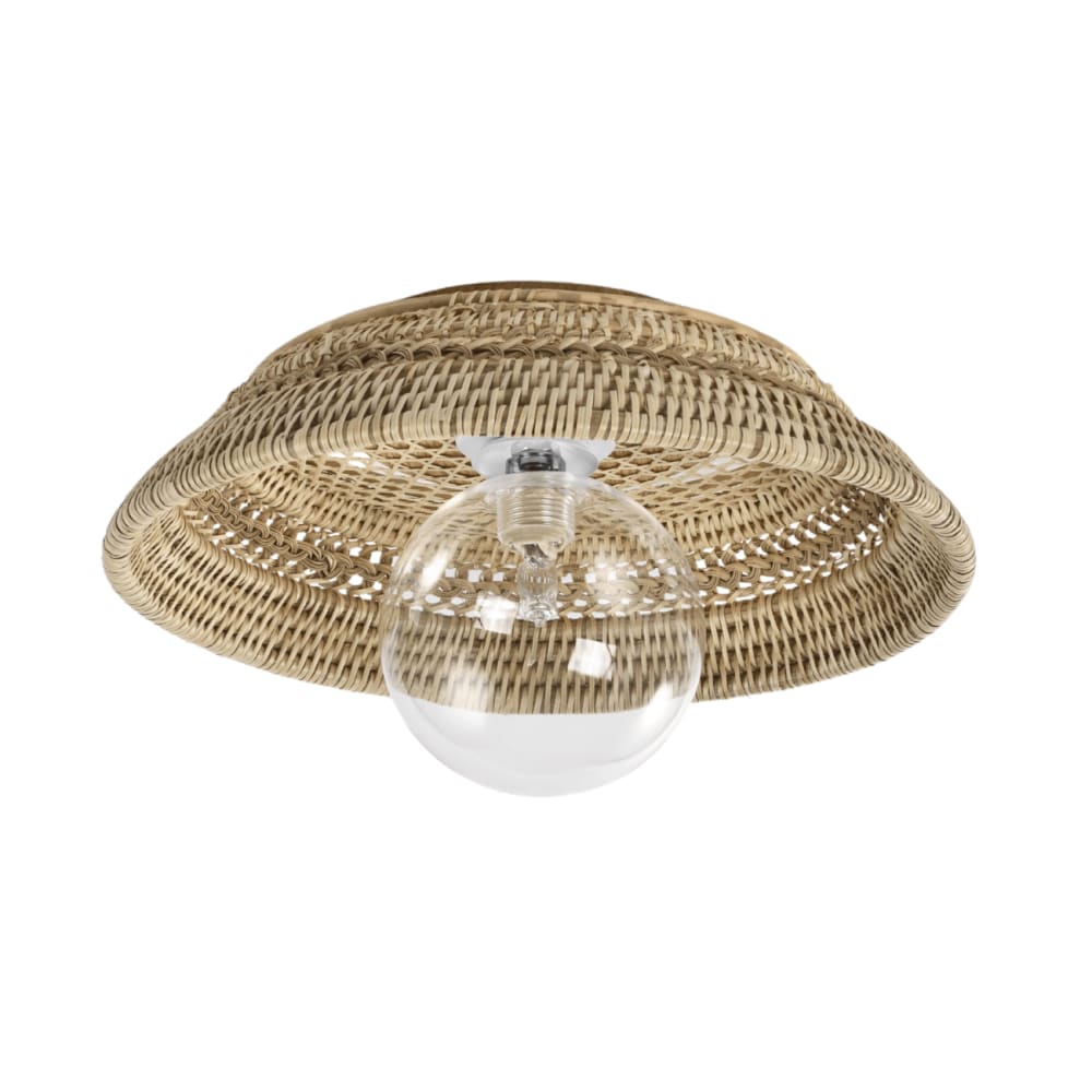 Kosilum Wandleuchte aus Rattan und Eisen 9 cm, Beige Beige Metall