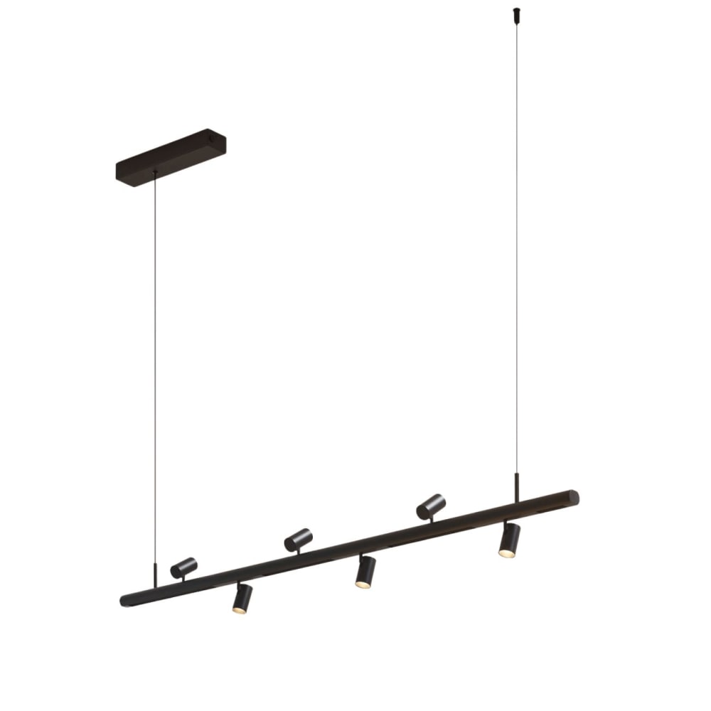 Kosilum Schwarze Pendelleuchte Magnetsystem 6 schwenkbare LED-Spots 30W - Lyne Schwarz Metall