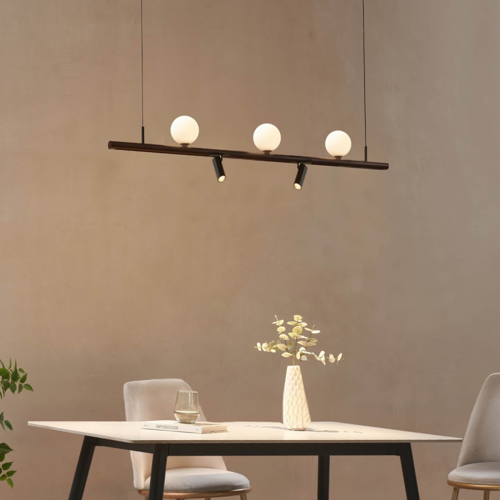 LED-Schienensystem aus Glas und Aluminium 125 cm, Schwarz und