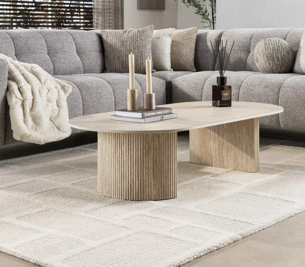 Ovaler Couchtisch aus Keramik mit Wellenfuß - Maisons Du Monde