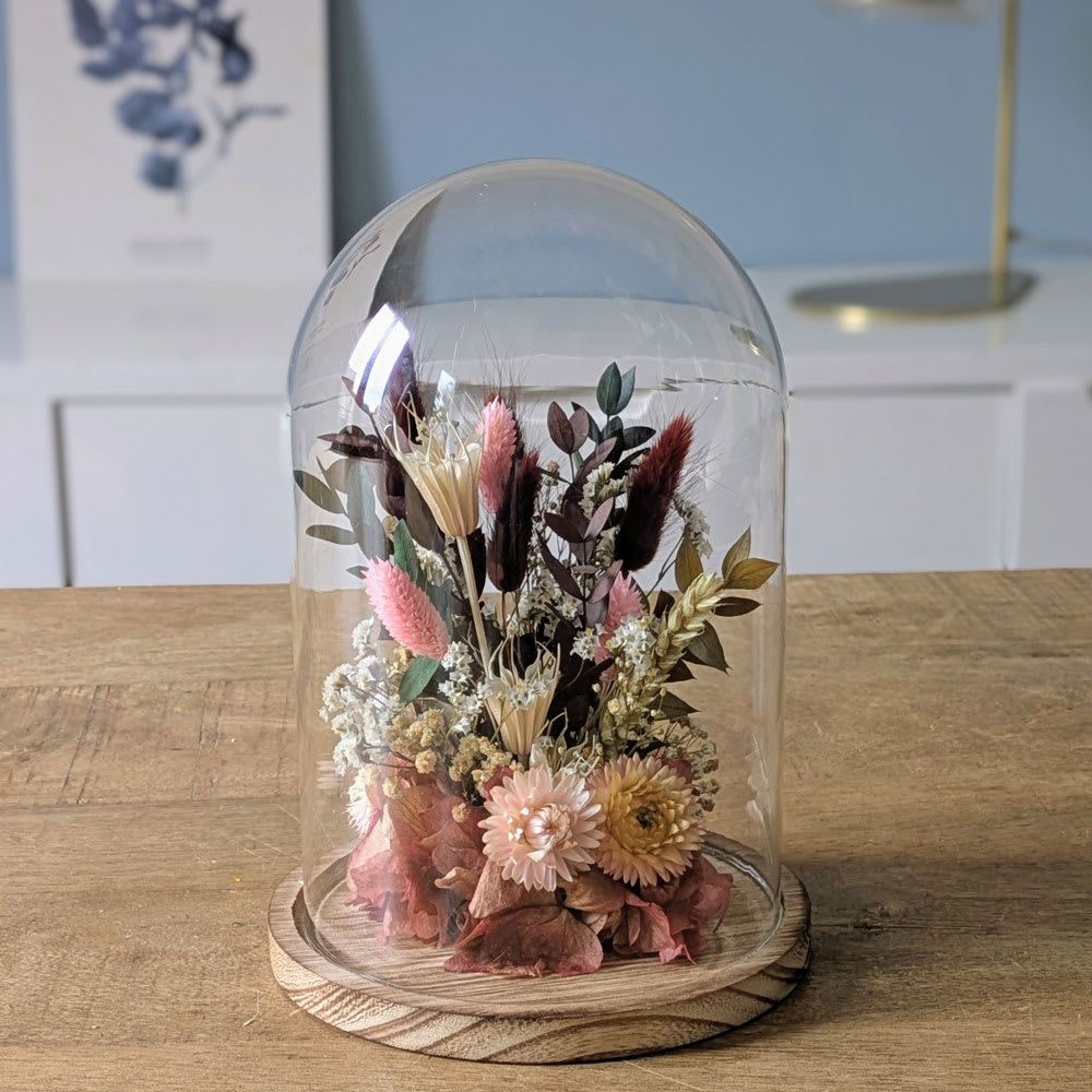Cloche de fleurs séchées Manon Taille M Cloche de fleurs séchées Manon Taille M
