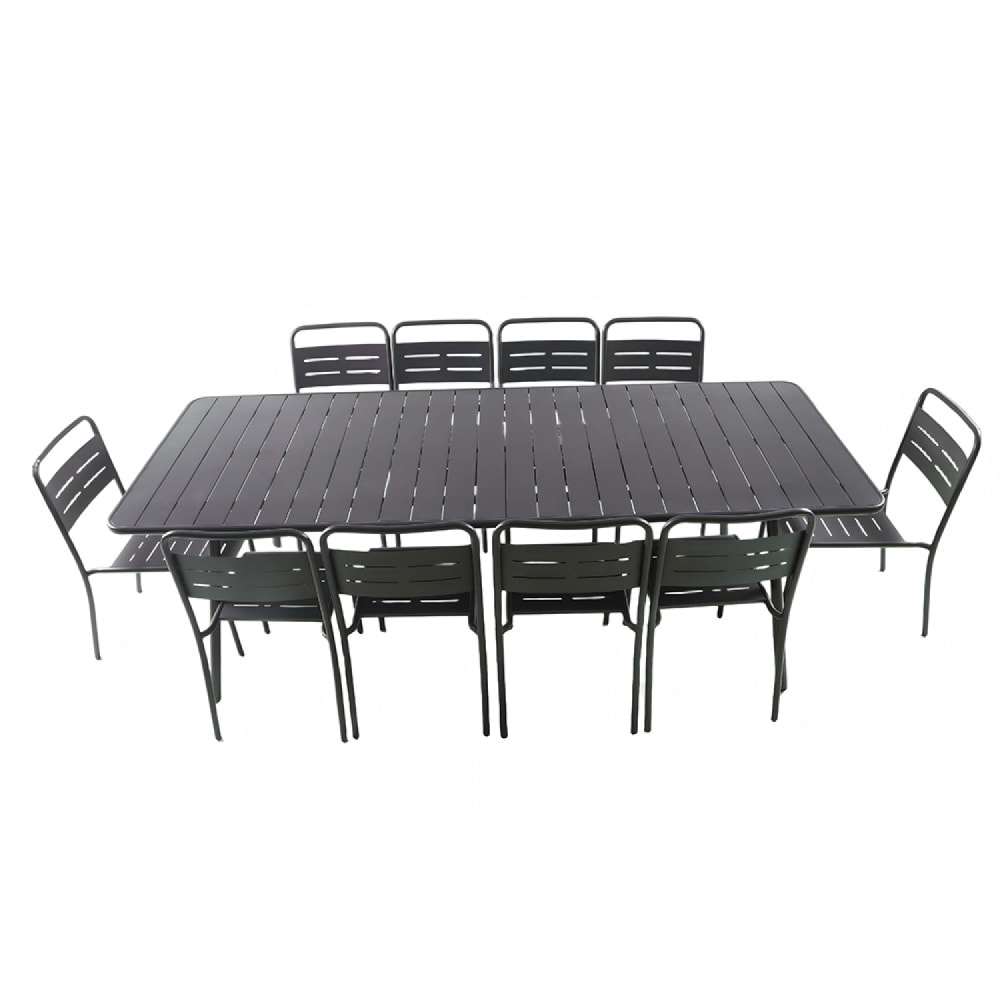 Ensemble table de jardin 234 cm et 10 chaises