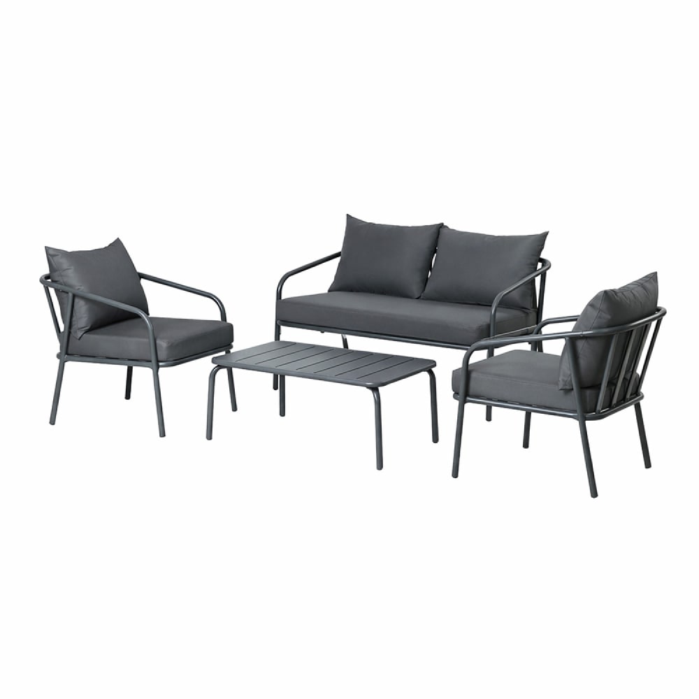 Salon de jardin 4 places gris foncé