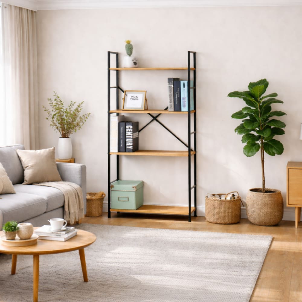 Etagère 4 rangements 112 cm bois et noir Etagère 4 rangements 112 cm bois et noir