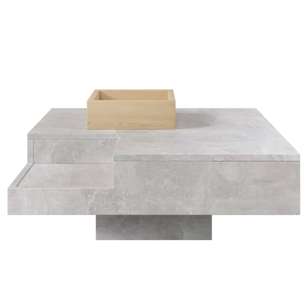 OKWISH Couchtisch aus Spanplatte mit Aufbewahrungsbox 72x72x30 cm, grau - Spanplatte