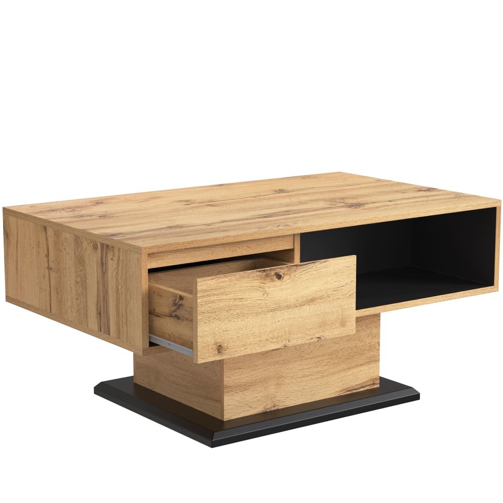 Table basse couleur chêne avec tiroir et rangement 100 x 60 x 47 cm Table basse couleur chêne avec tiroir et rangement 100 x 60 x 47 cm
