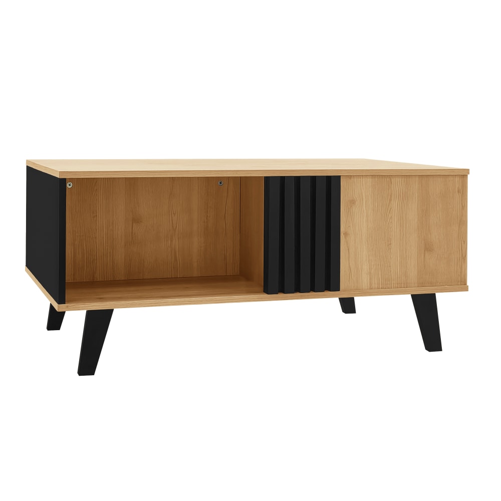 OKWISH Couchtisch aus Spanplatte mit Stauraum und Fächern 100x60x45 cm, braun - Spanplatte