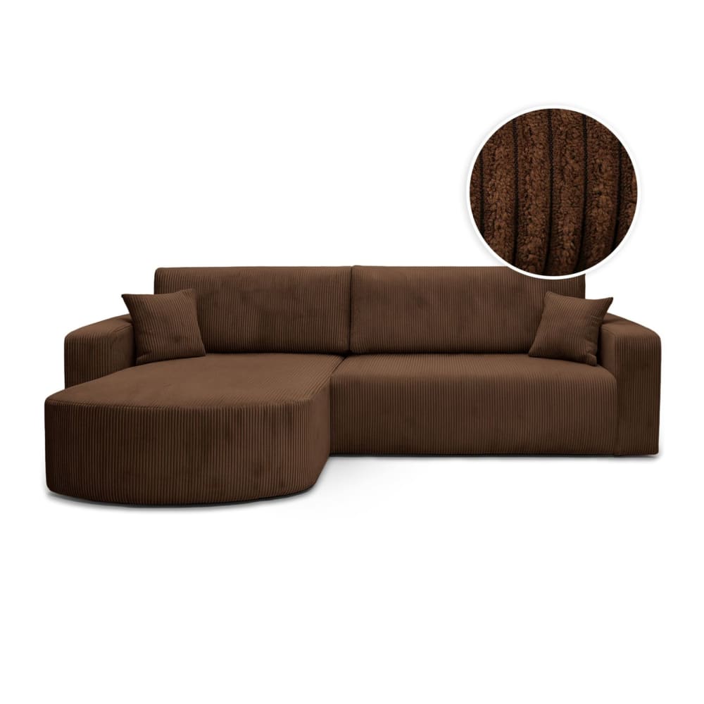 Canapé d'angle réversible 4 places en velours côtelé - Marron