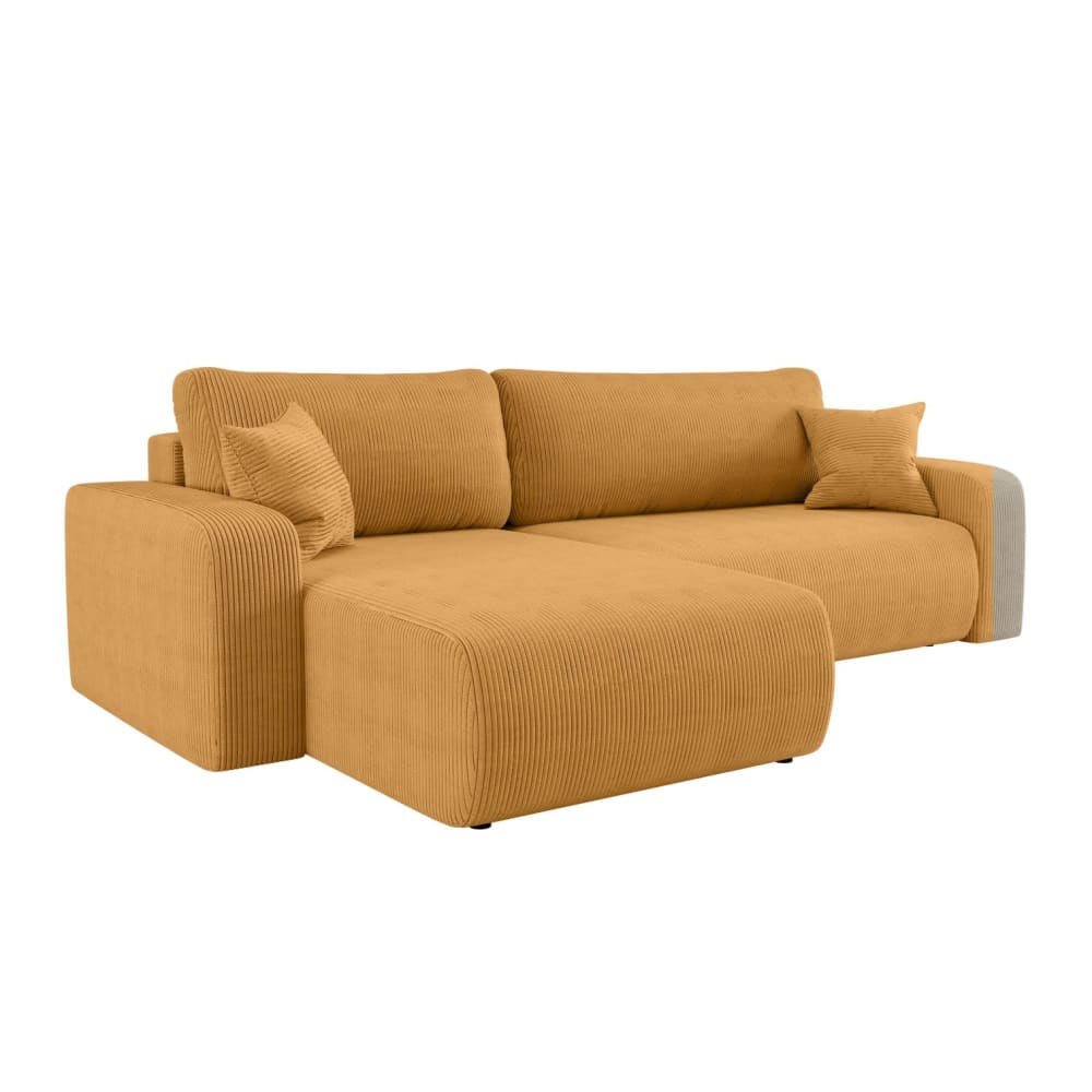 Canapé d'angle max réversible et convertible velours côtelé jaune