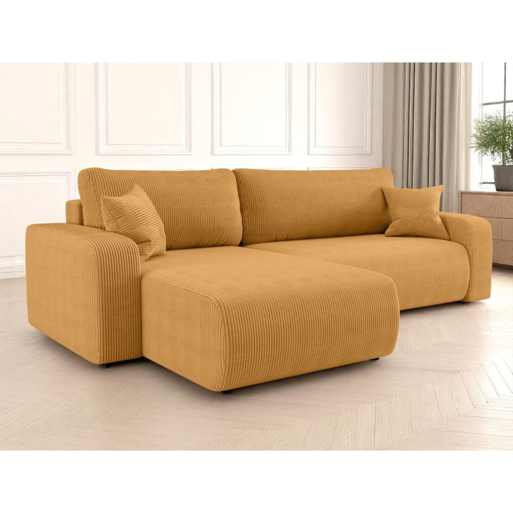 Canapé d'angle max réversible et convertible velours côtelé jaune