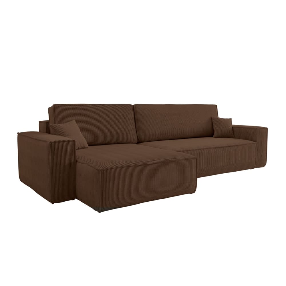 Canapé d'angle max réversible et convertible velours côtelé marron