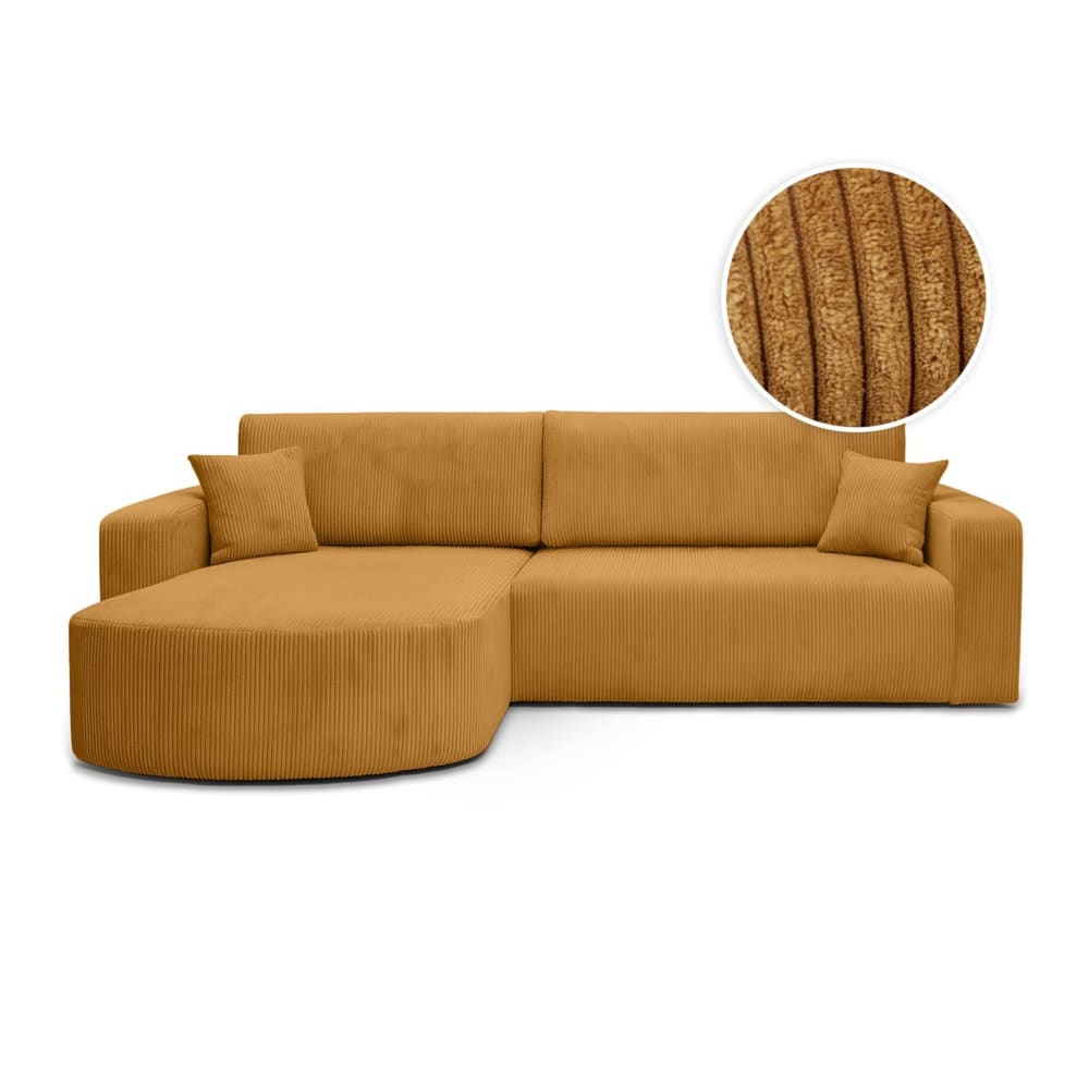 Canapé d'angle réversible 4 places en velours côtelé - Jaune
