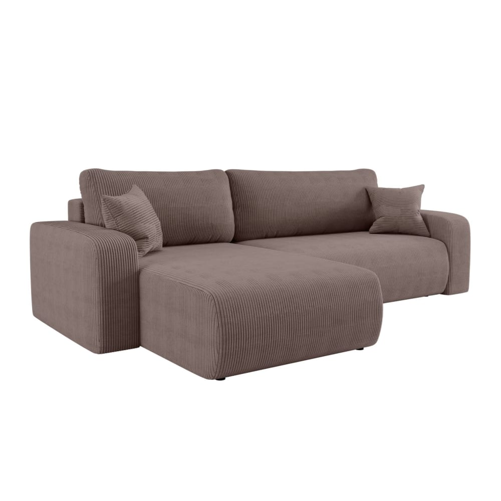 Canapé d'angle max réversible convertible velours côtelé marron glacé