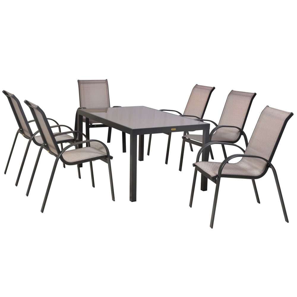 Merxx 6 Sitzer Gartenessgruppe mit Tisch, graphit style industrial Schwarz Aluminium