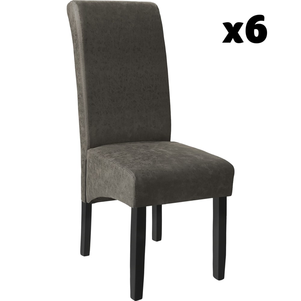 Ensemble de 6 chaises - cuir gris