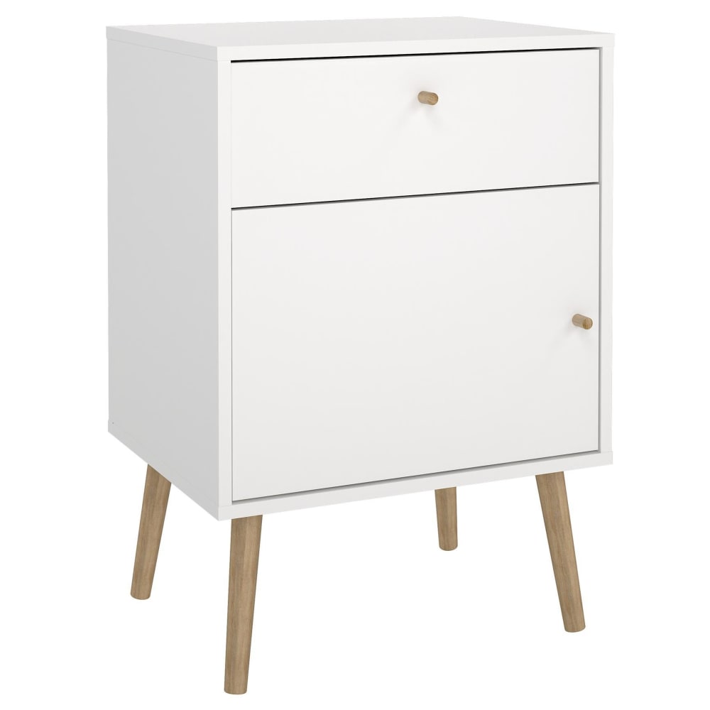 Mesita de noche guardiana en madera blanca de 51x40x73 cm