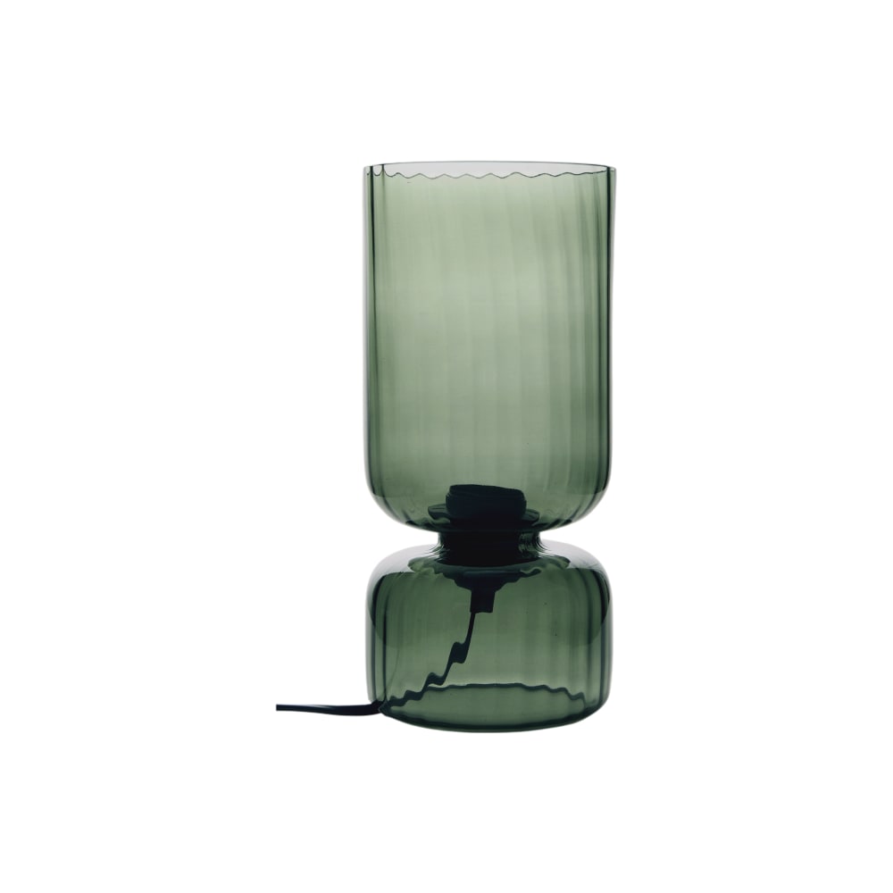 Lampe à poser en verre vert fumé vert H27