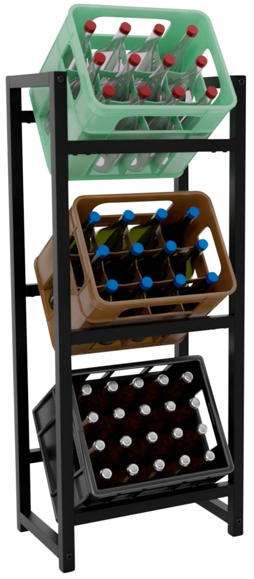 Support pour caisses à boissons en métal Noir
