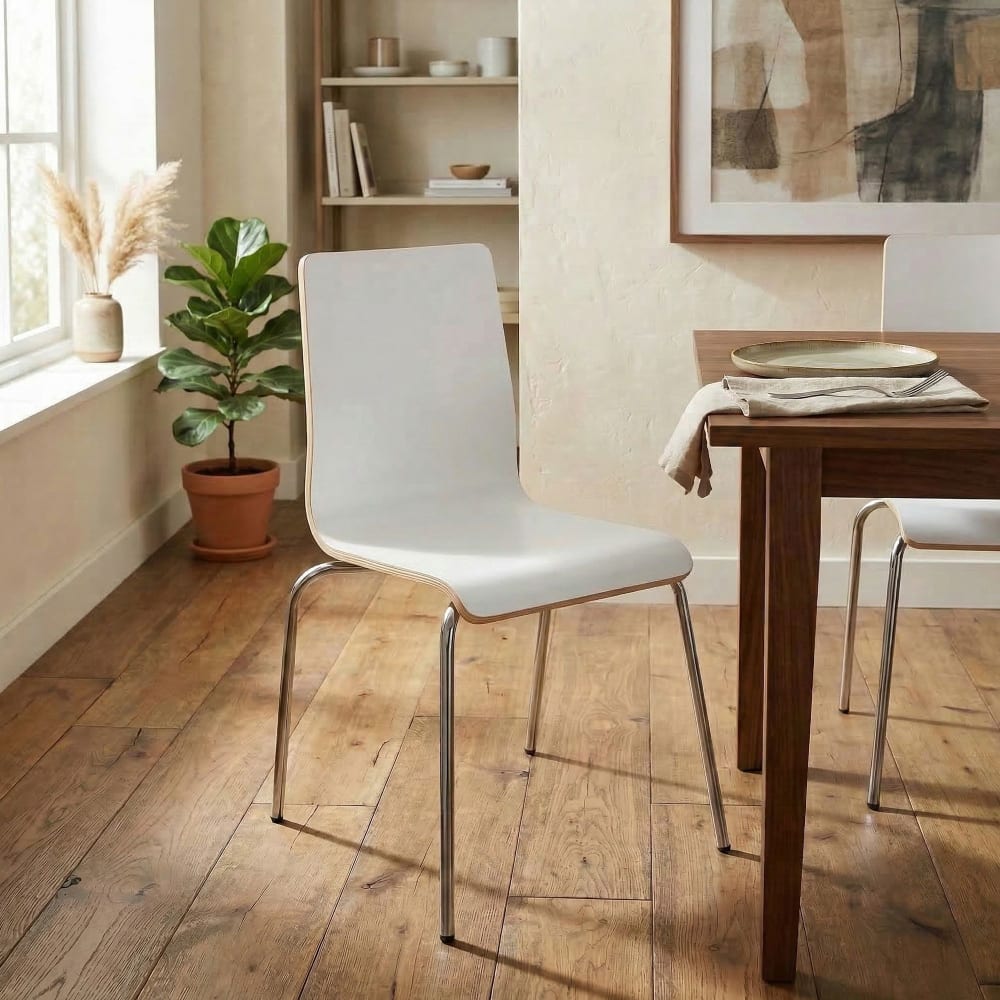 CLP Esszimmerstuhl mit Fußgestell aus Holz weiß style modern - Holz