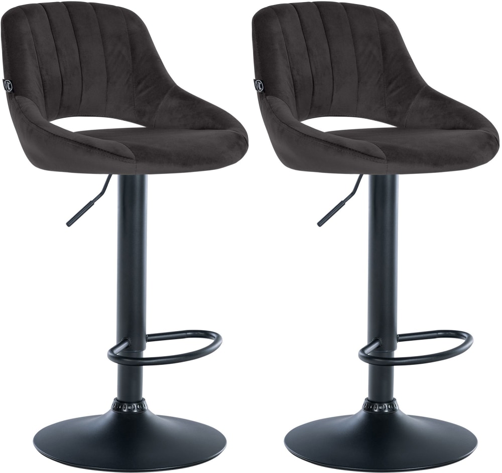 Lot de 2 Tabouret de bar réglable Pivotant en velours Noir
