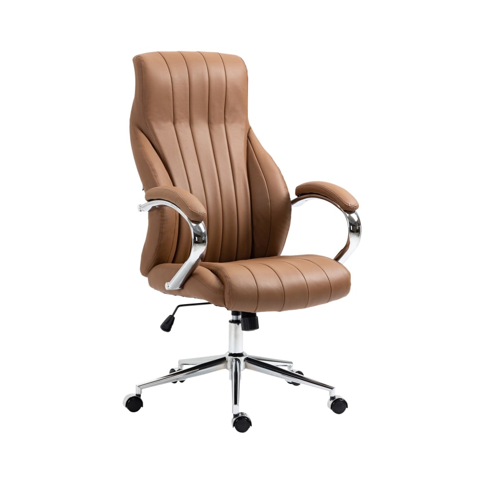 Chaise de bureau réglable pivotant en leder spaltleder Marron clair