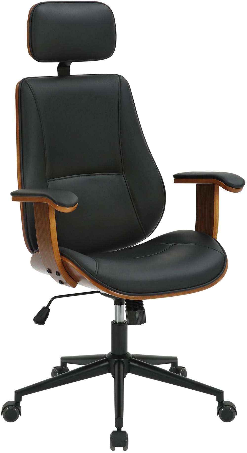 CLP Bürostuhl höhenverstellbar drehbar aus Kunstleder walnuss/schwarz style modern Braun Pvc - Polyvinlychlorid