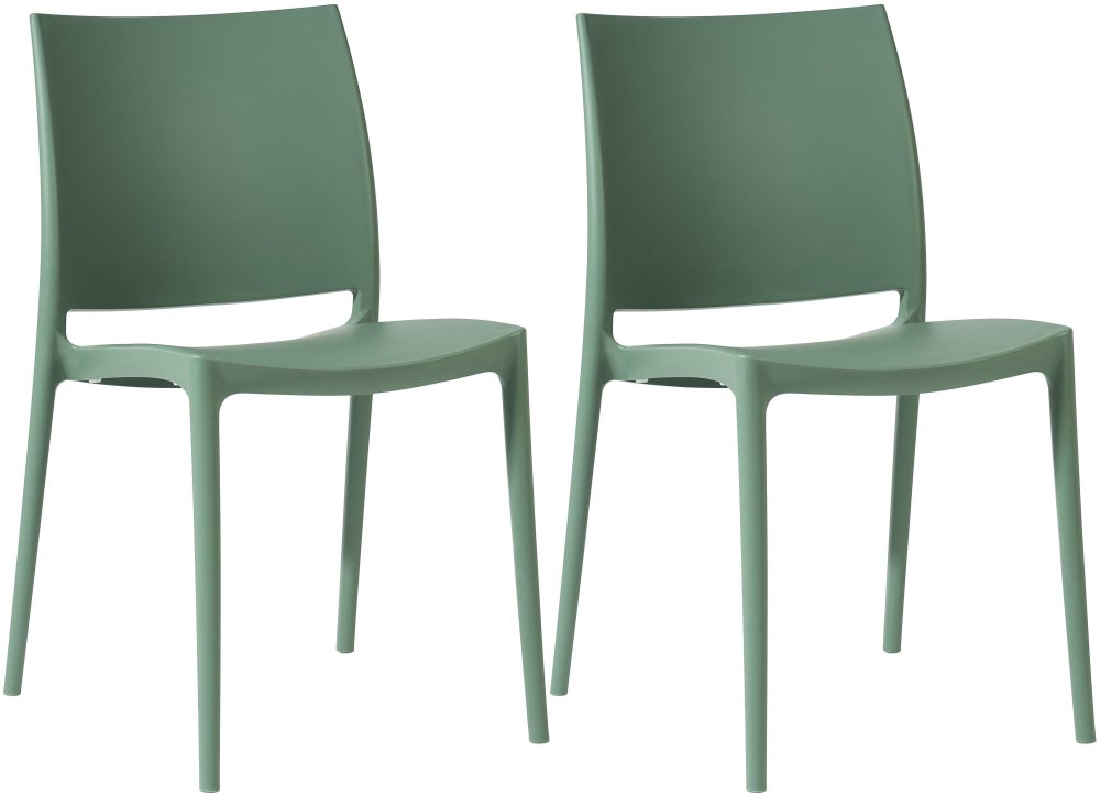 2Er Set GartenstüHle Stapelbar Aus Kunststoff Oliv