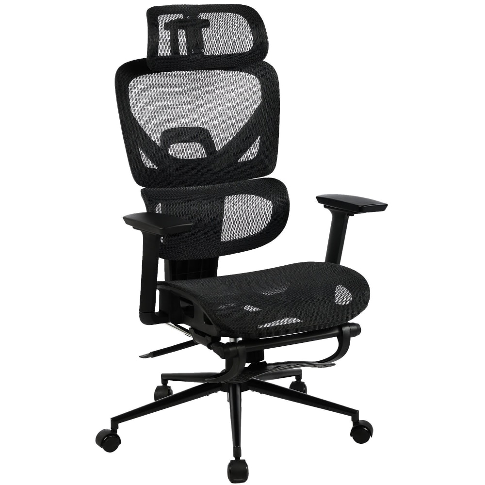 Chaise de bureau pivotant ergonomique en stoff noir