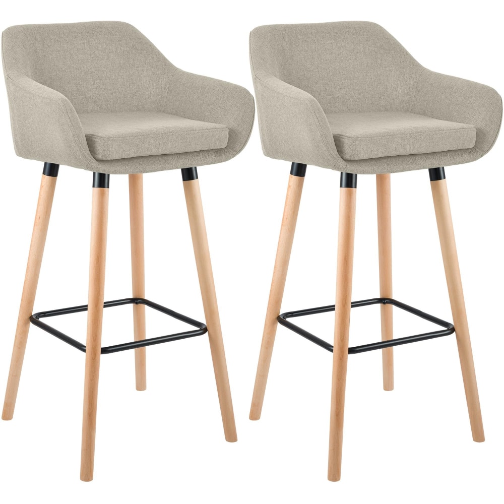Lot 2 tabourets de bar avec accoudoirs en stoff crème Lot 2 tabourets de bar avec accoudoirs en stoff crème