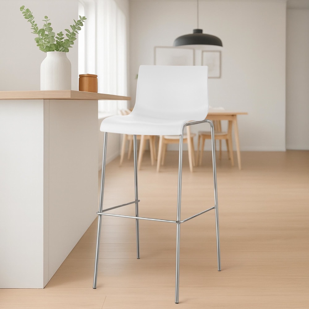 CLP 2er Set Barhocker mit Metall-gestell und sitz aus Kunststoff weiß style modern - Harz