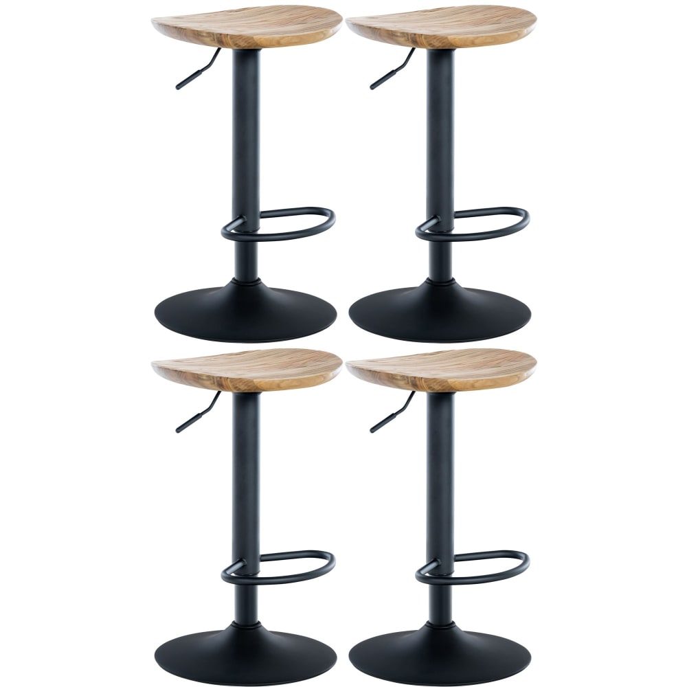 Lot de 4 tabouret de bar réglable en hauteur pivotant en holz nature Lot de 4 tabouret de bar réglable en hauteur pivotant en holz nature