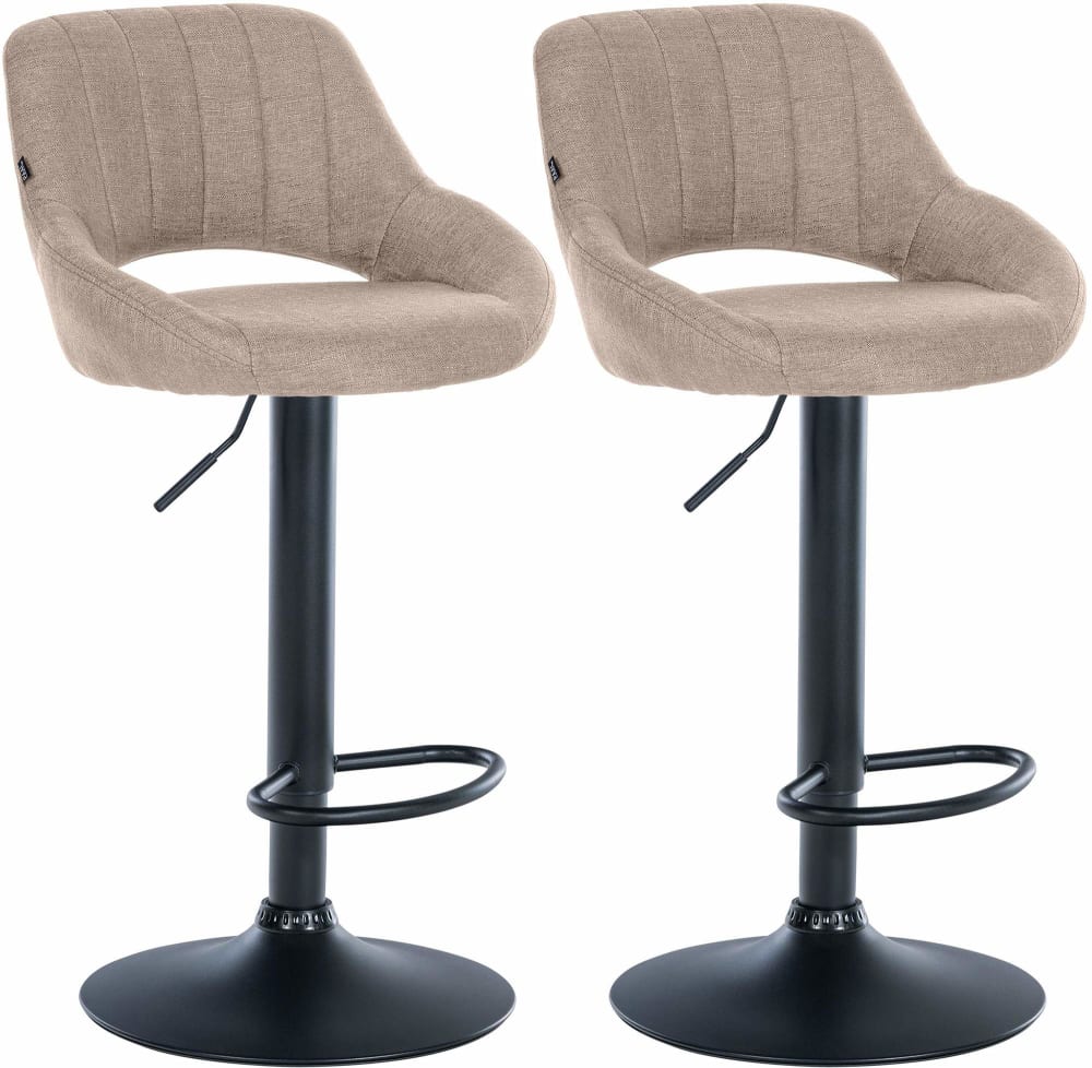 Lot de 2 Tabouret de bar réglable Pivotant en tissu Taupe
