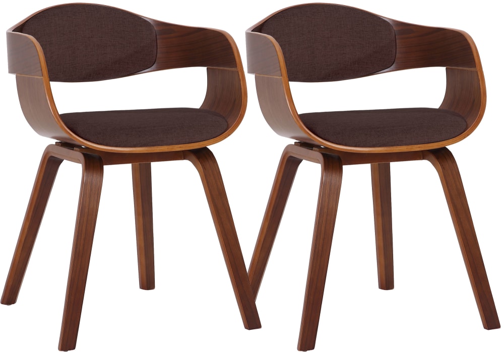 Lot 2 chaises avec pieds en bois assise en stoff noyer / marron