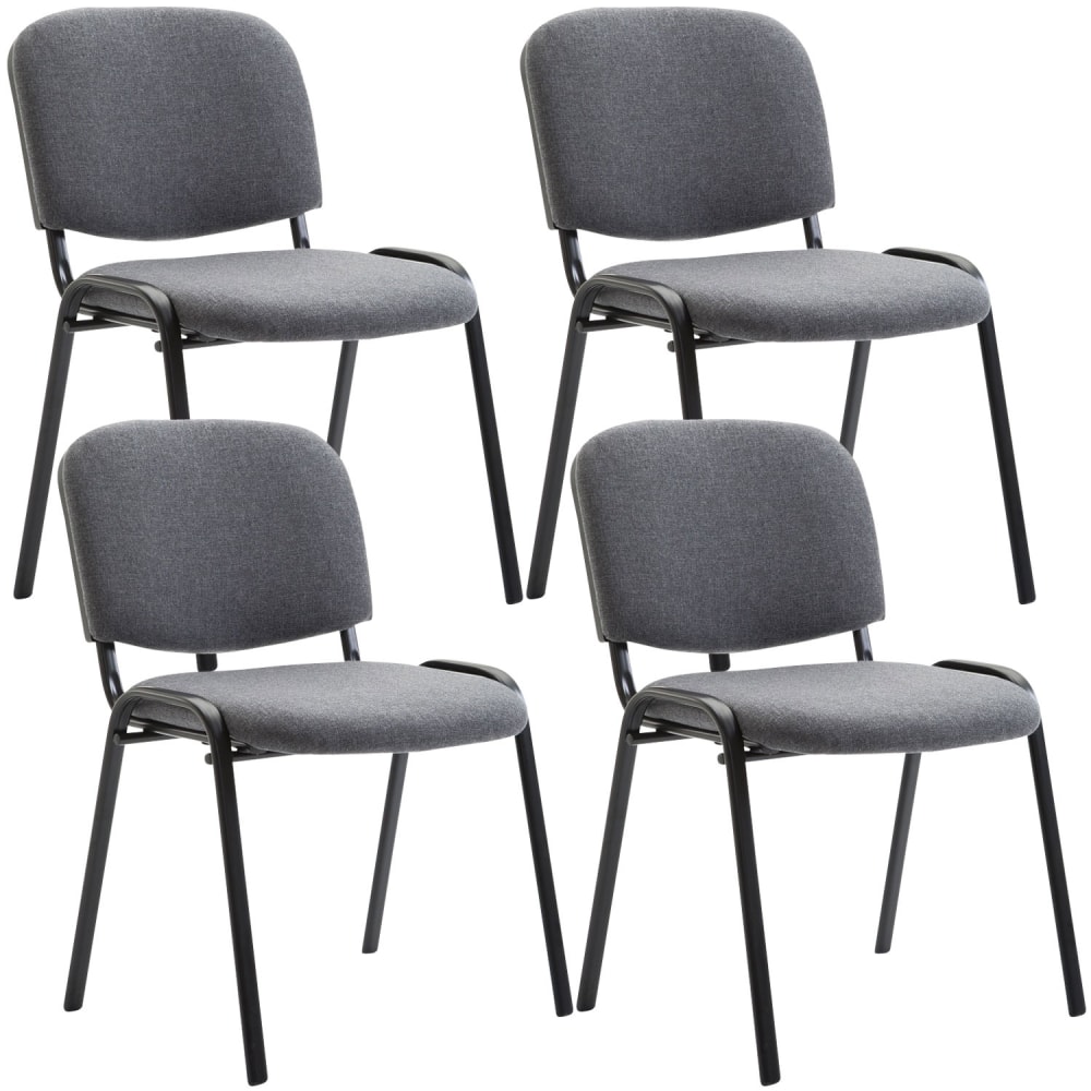 CLP 4er Set Besucherstühle mit Metallgestell aus Stoff grau style modern - Stoff
